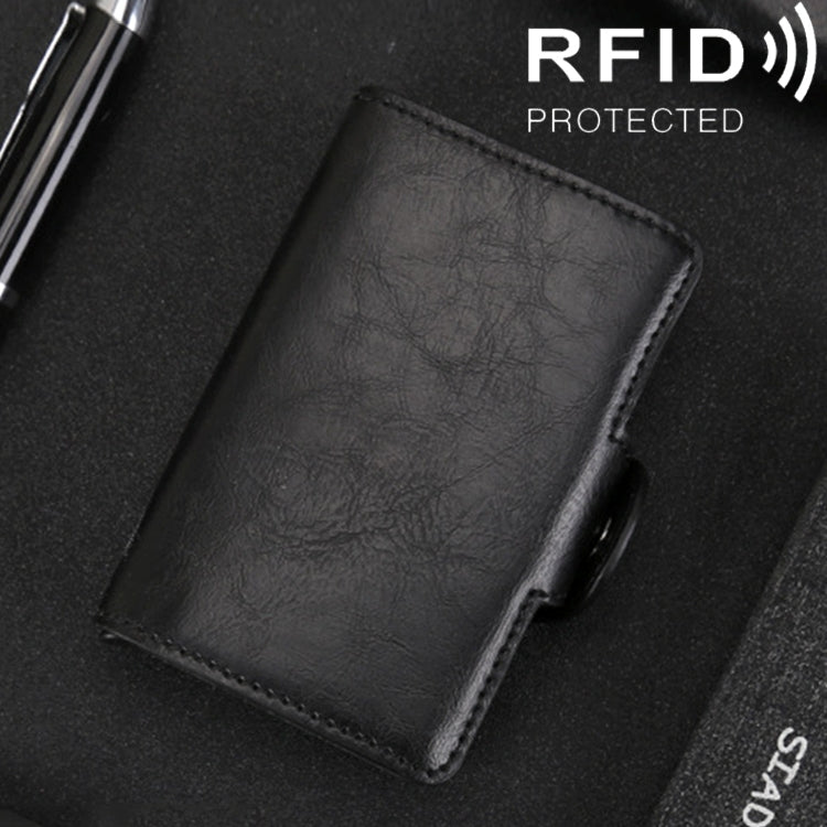X-7 Antimagnetic RFID Multi-functional Aluminum Crazy Horse Texture Leather Card Bag Wallet