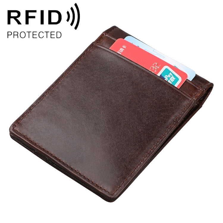 9037 Antimagnetic RFID Crazy Horse Texture Leather Wallet Billfold for Men and Women