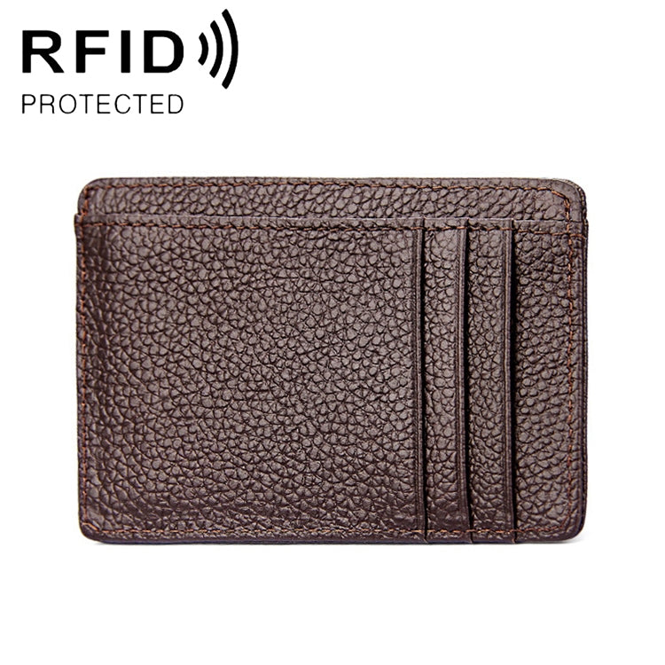 KB37 Antimagnetic RFID Litchi Texture Leather Card Holder Wallet Billfold for Men and Women