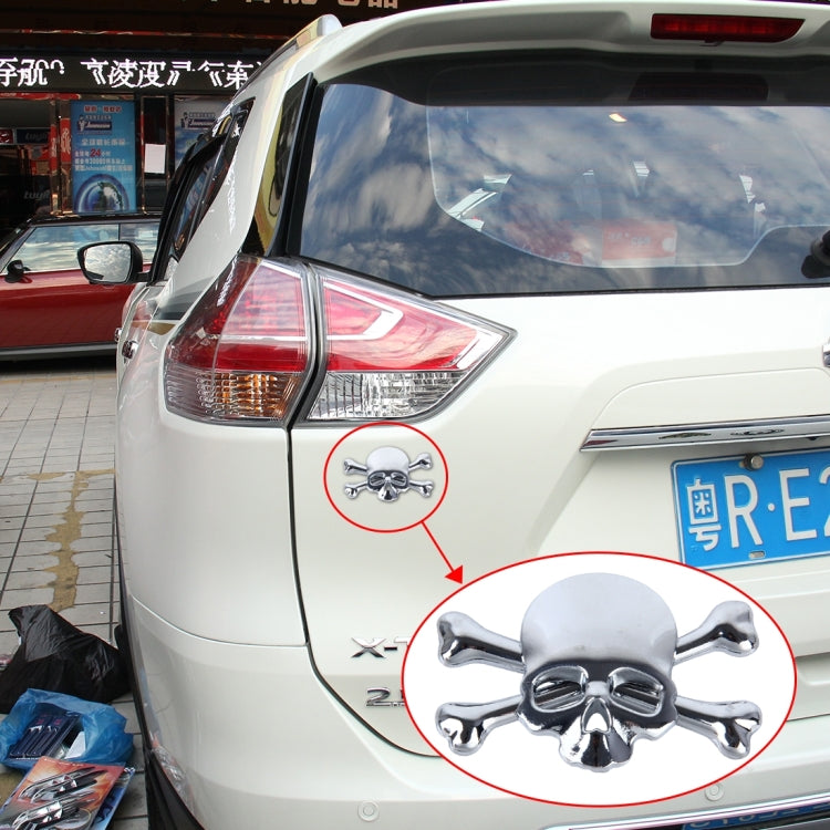 Skull And Cross Bone Shape Shining Metal Car Universal Sticker