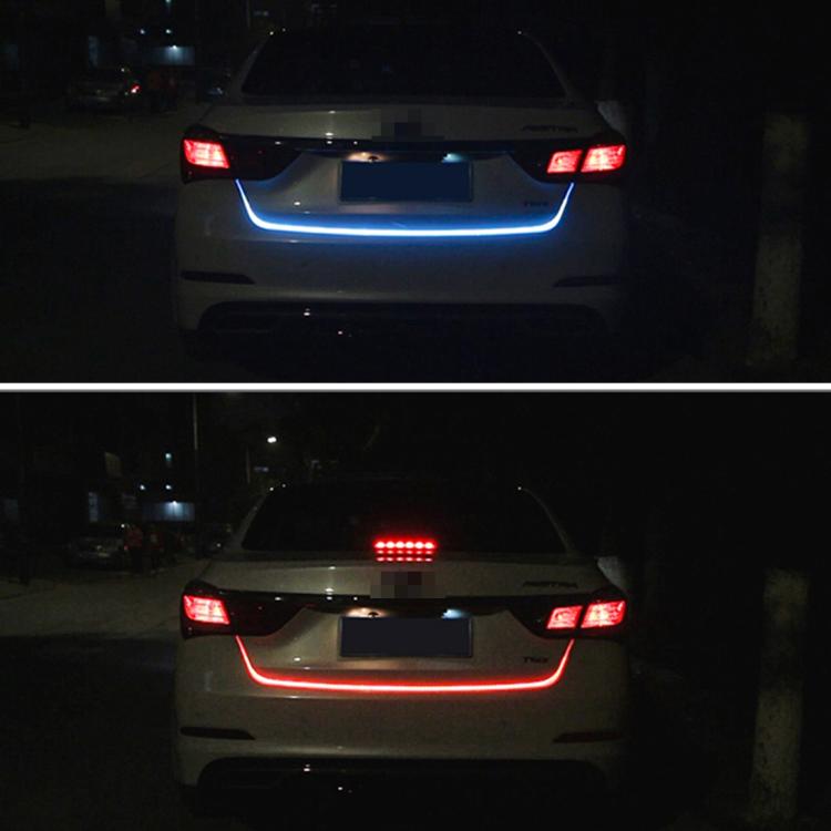 1.5m Car Auto Waterproof Universal Four Color Rear Flowing Light Tail Box Lights with Tail Light Controller, Ice Blue Light Driving Light, White Light Reversing Light, Red Light Brake Light, Yellow Light Turn Signal Light, LED Lamp Strip Tail Decoration