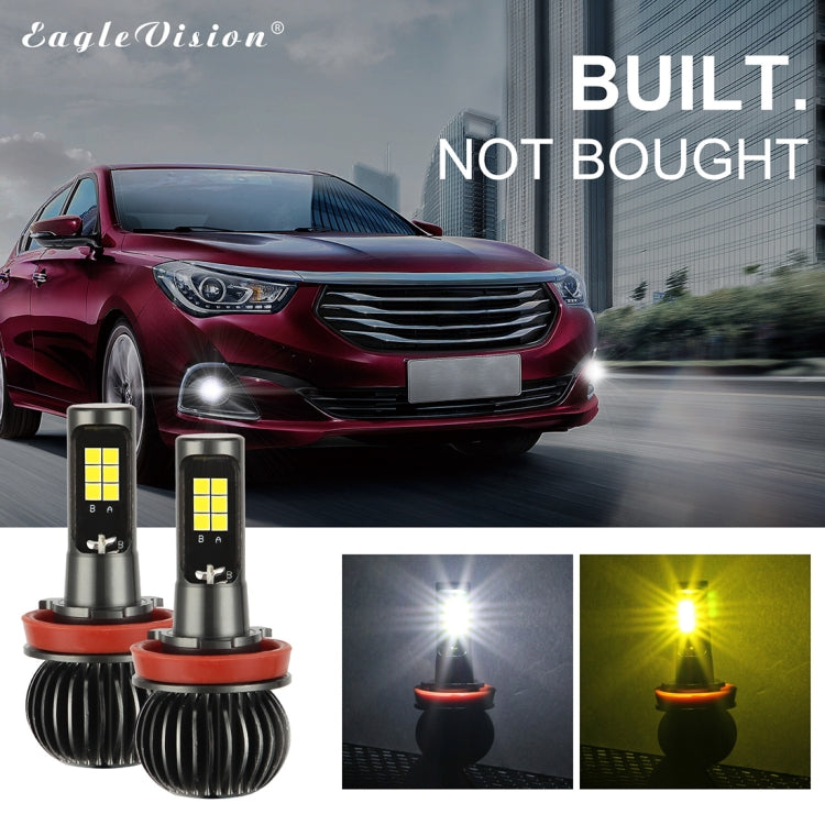 2 PCS EV15 H8 / H11 DC9-32V / 6W / IP67 Car LED Double Color Fog Light, Cold White Light + Amber Light