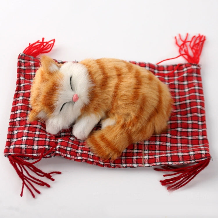 Lovely Simulation Animal Doll Plush Sleeping Cats Toy Cat Mat Doll Decorations Stuffed Toys Car Decoration Crafts, Mat Size: 19*13cm, Cat Size: 14*11cm