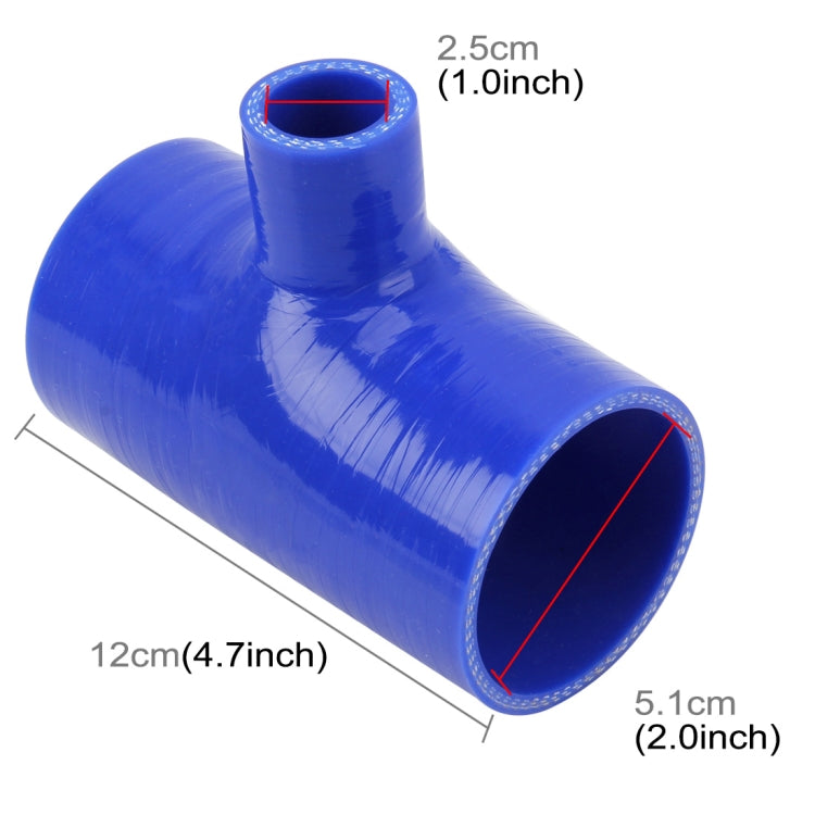 Universal Car Steam Tube Silicone Pipe Elbow T Type Reducer Hose Silicone Intake Connection Tube Special Turbocharger Silicone Tube, Inner Diameter: 51x25mm