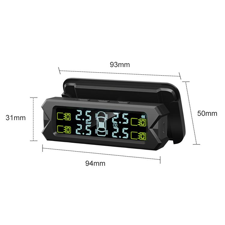 Car High Precision Solar Charging Tire Pressure Monitoring System TPMS, Built-in Voice Sensor