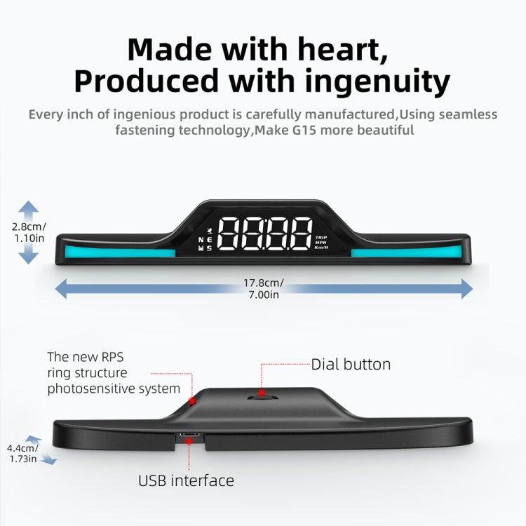 G15 Car HD GPS Head-Up Display with Color Changing Ambient Light