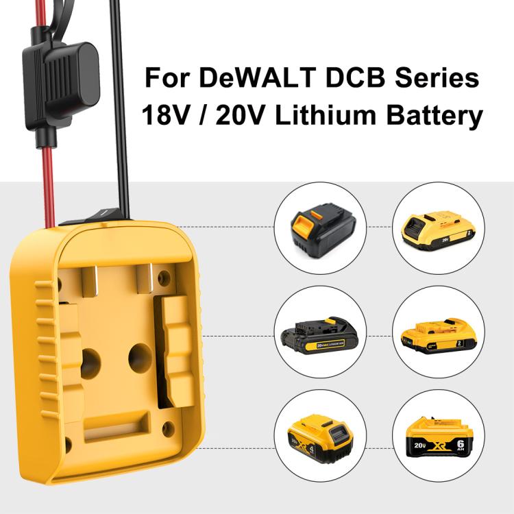 For DeWALT DCB Series 18V / 20V Lithium Battery DIY With Cable And Switch Adapter External Power Adapter Connector