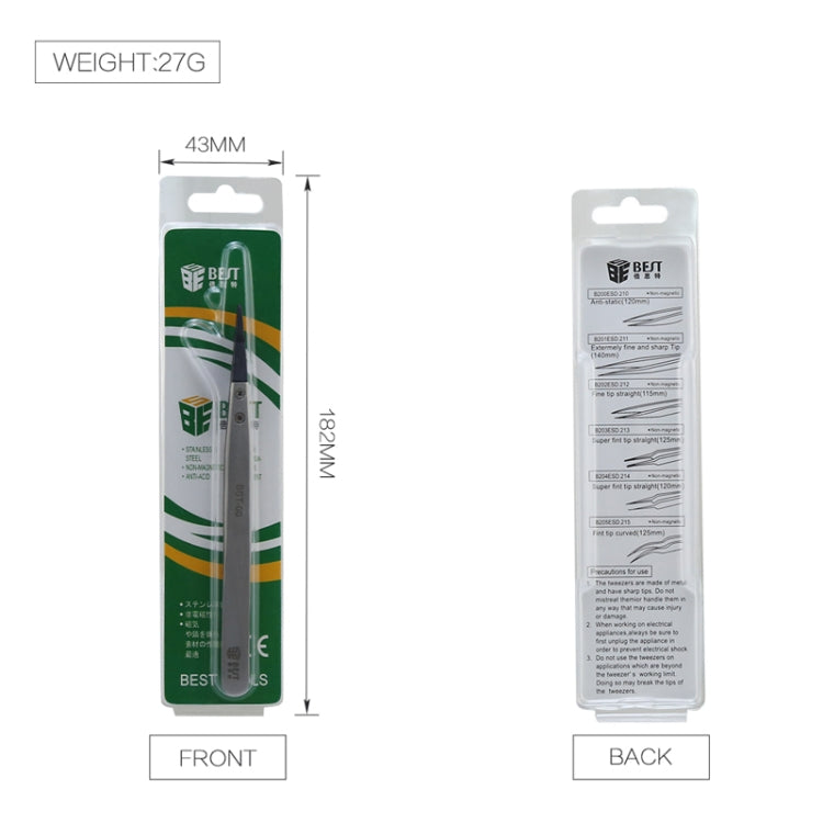 BEST BST-00 Straight Head Tweezers for Mobile Phone / Computer Repair