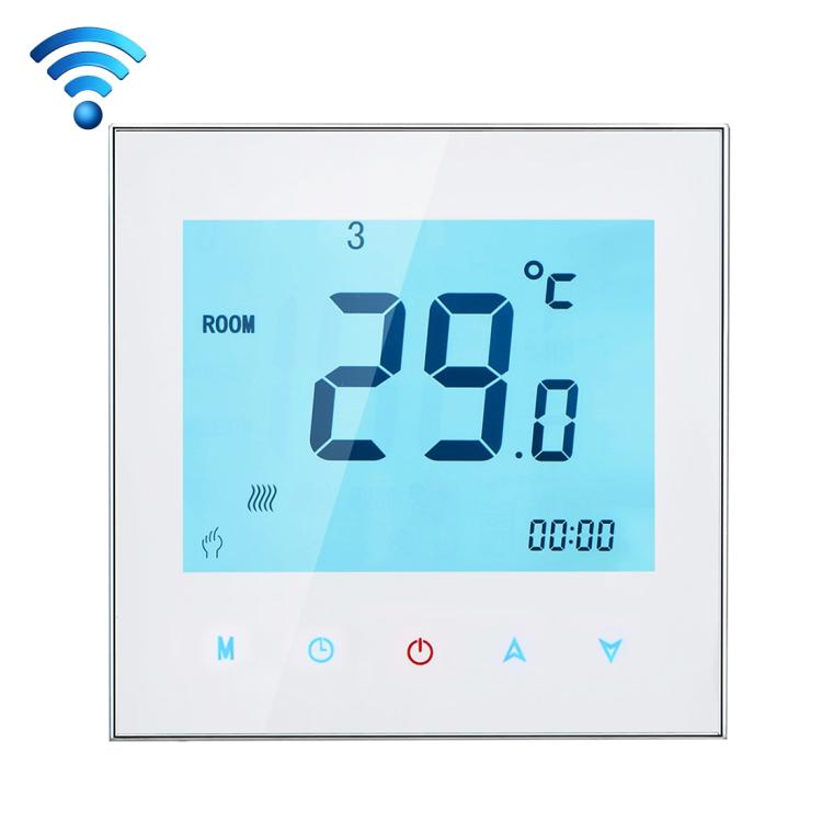 BHT-1000-GA-WIFI 3A Load Water Heating Type Touch LCD Digital WiFi Heating Room Thermostat, Display Clock / Temperature / Periods / Time / Week / Heat etc.