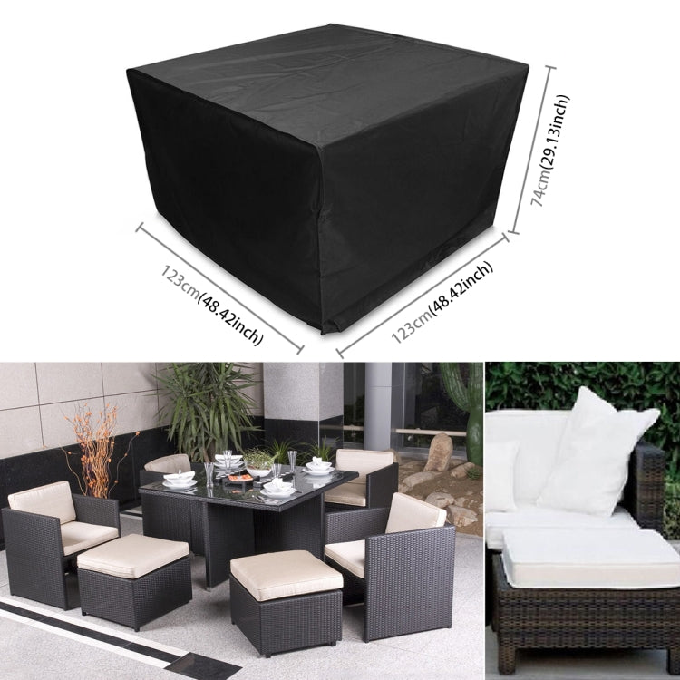 Anti-UV Waterproof Dust-proof 210D Oxford Cloth Folding Table Chairs Protective Cover Outdoor Furniture Set Cover, Size: 123*123*74cm(Black)