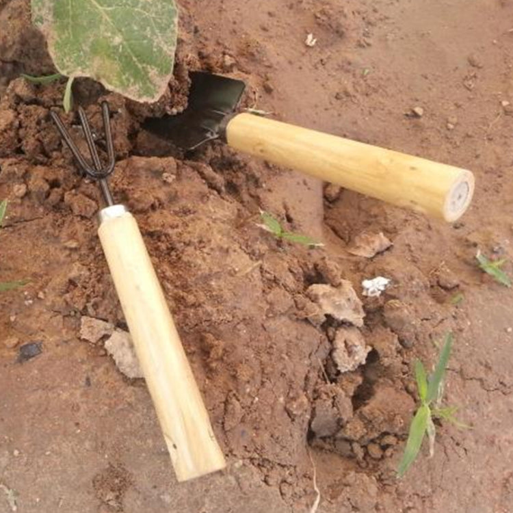 Rake Shovel Digging Trowel 3 in 1 Wooden Handle Metal Head Mini Garden Plant Tool Gardening Tool Garden Flower Tools Garden Tools Combination Set