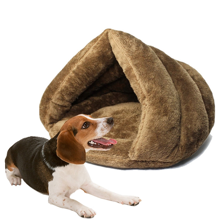 Triangular Cat Kennel Warm Thicken Mongolian Yurt Pet Dogs Cats House Size: L, 45×45×33cm