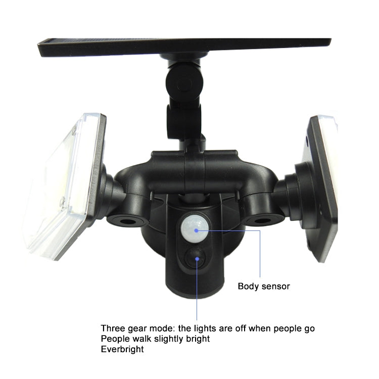 56 LEDs Home Lighting Integrated Courtyard Waterproof Double Heads Rotatable Solar Wall Light Street Light