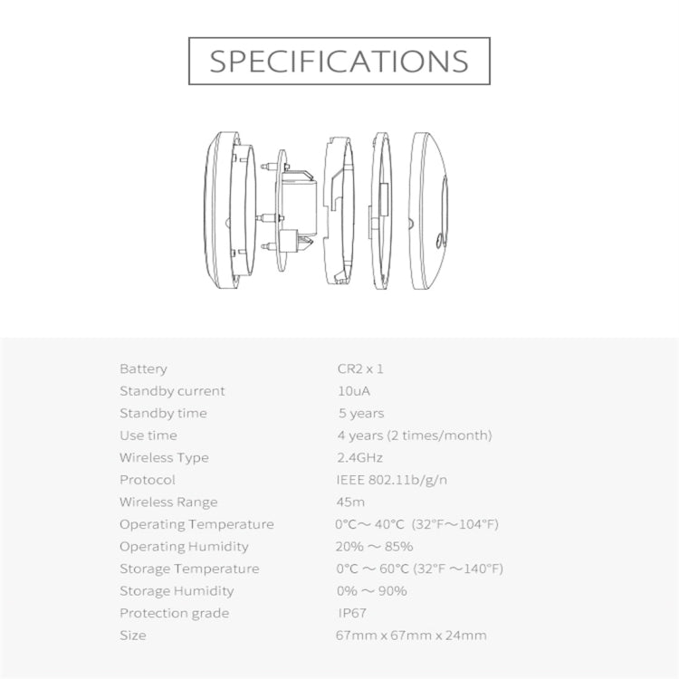 NEO NAS-WS02W WiFi Water Sensor & Flood Detector, Support Android / IOS systems