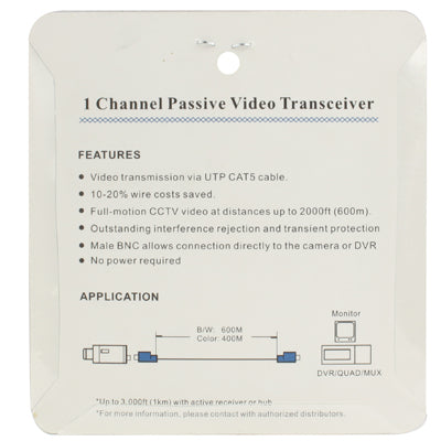 2 PCS 1 Channel Passive Video Transceiver