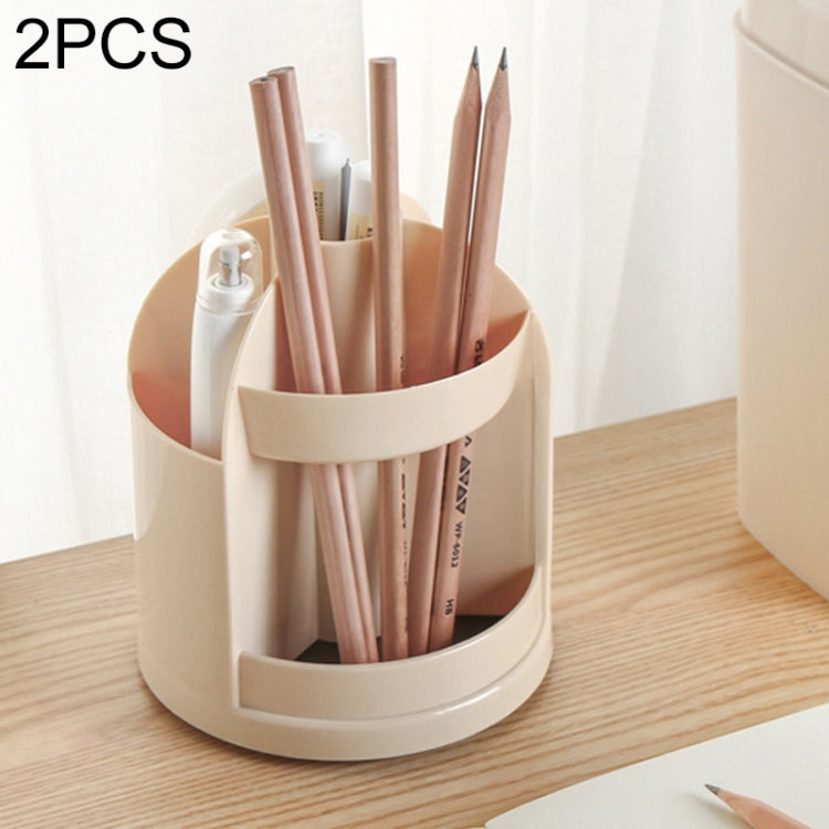 2 PCS Multi-function Rotating Plastic Gift Pen Holder Office Storage Box