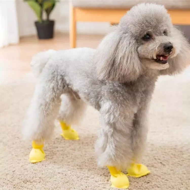 4 PCS/Set Cartoon Dog Shoes Pet Silicone Waterproof Rain Boots