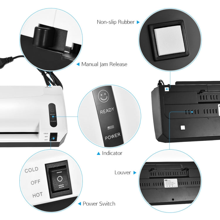 DSB HQ236 Laminator A4 File Laminating Machine Photo Sealing Machine Cold Laminating Thermoplastic Machine with Paper Trimmer Cutter