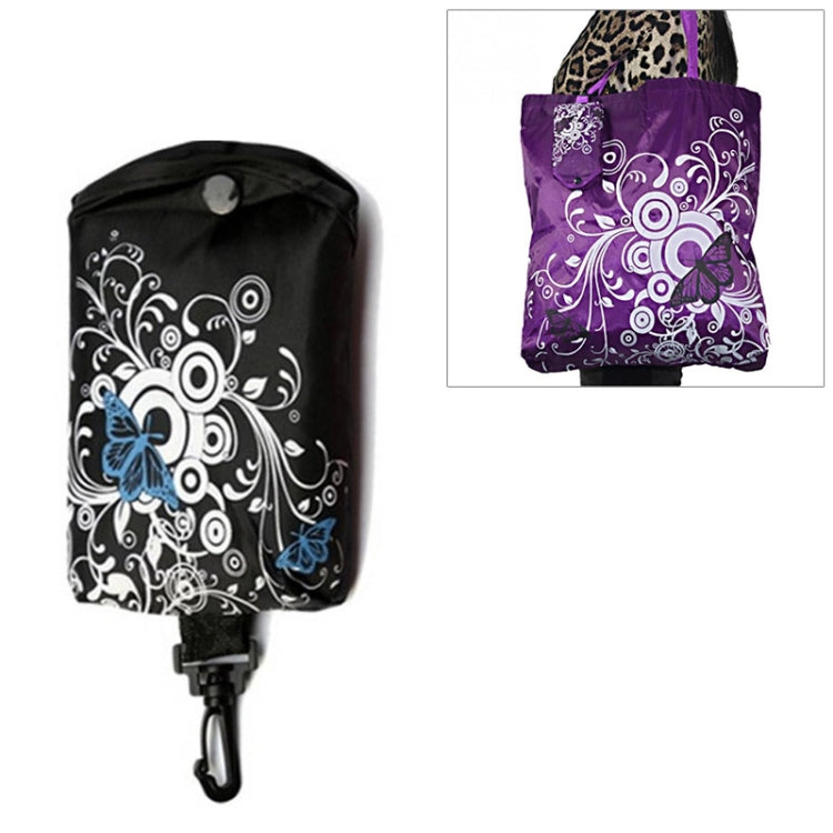 Foldable Shopping Bag Butterfly Flower Oxford Fabric Shoulder Bag Reusable Tote Bag, purple, coffee, red, rose red, purple red, sapphire blue, sky blue, orange, black