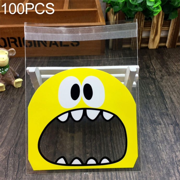 100 PCS Cute Big Teech Mouth Monster Plastic Bag Wedding Birthday Cookie Candy Gift OPP Packaging Bags, 7x7cm, 10x10cm