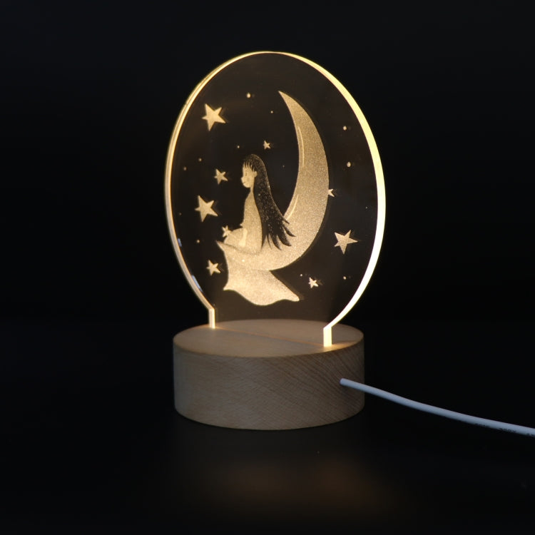 3D Atmosphere Decorative Light Acrylic Inner Carved LED Night Light Creative Girl Table Lamp