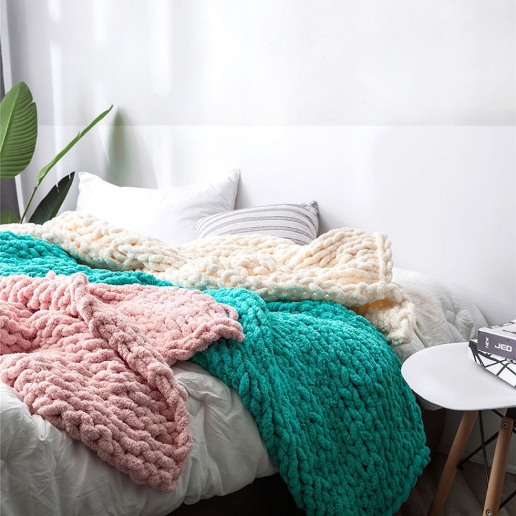 Handmade Thick Wool Knitted Blanket Sofa Chenille Stick Knitted Blanket