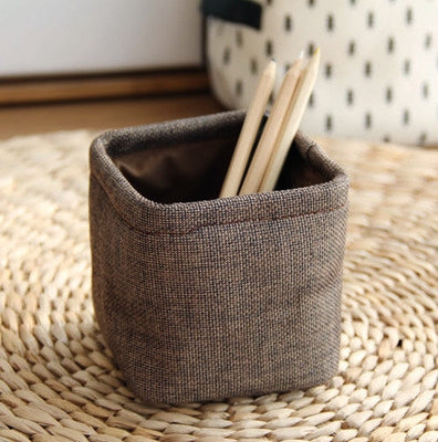 Mini Small Linen Pen Holder Desktop Cloth Simple Stationery Holders