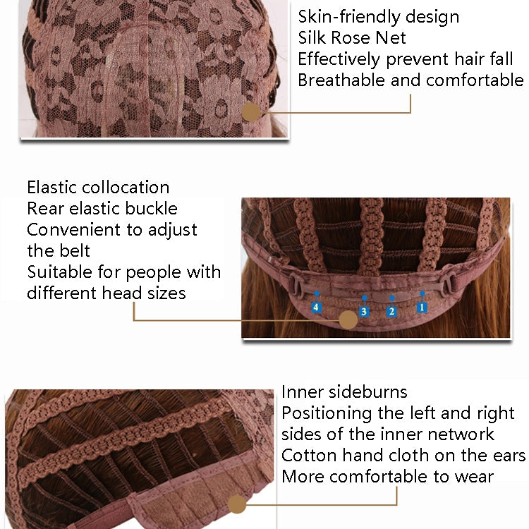 Ladies Oblique Bangs Fluffy Pick Color Wig Short Curly Hair Hood