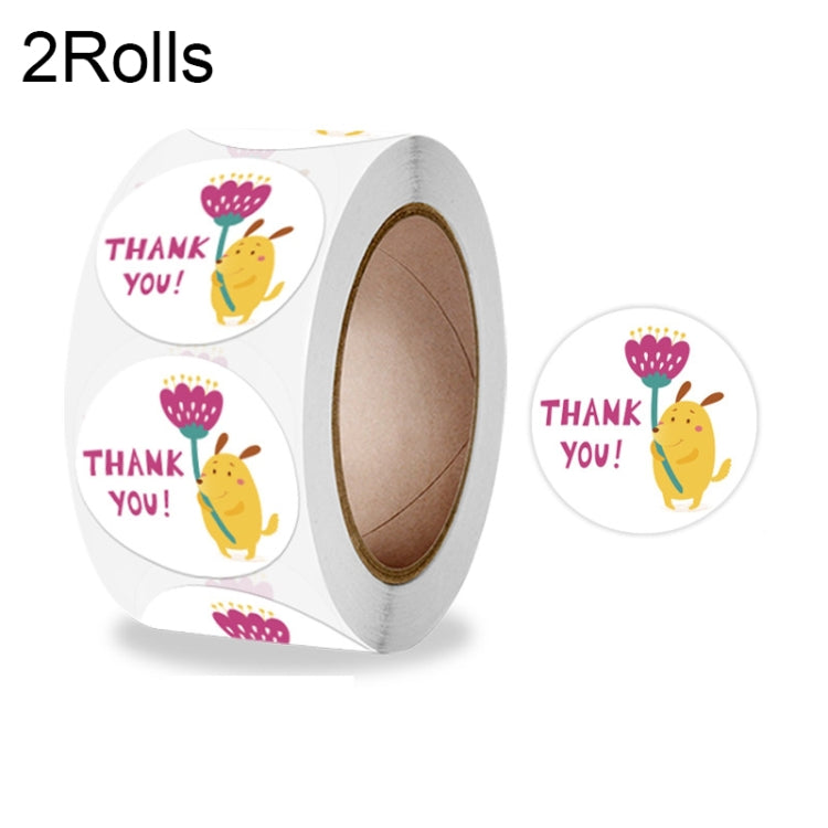 2 Rolls Animal Decoration Envelope Sealing Sticker Thank You Label