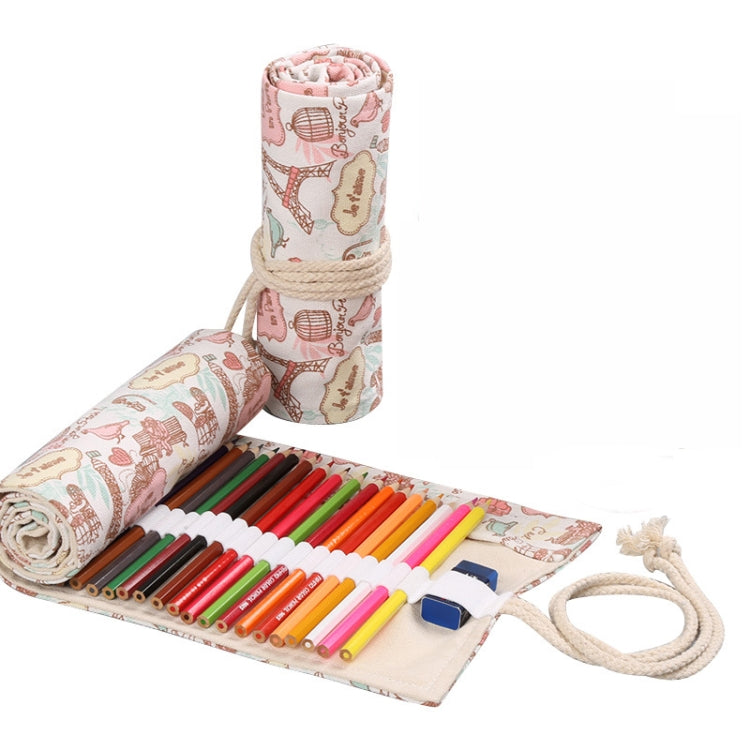 Tower Canvas Handmade Pen Curtain Roll Pen Bag Sketch Color Pencil Bag