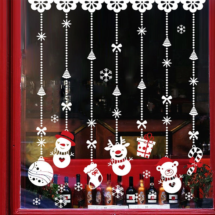1 Set Christmas Snowman Ornaments Glass Door Window Electrostatic Sticker