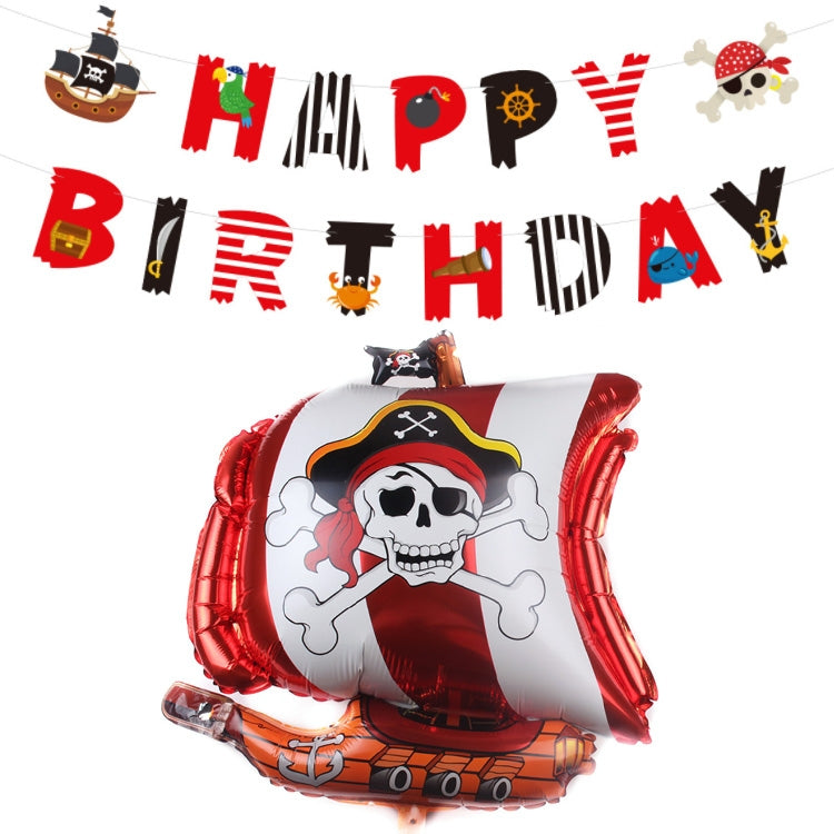 5PCS Pirate Ship Balloon Cartoon Halloween Aluminum Film Balloon