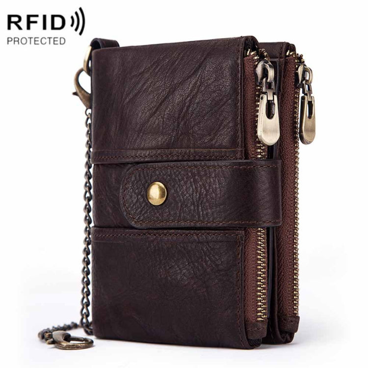 BP804 RFID Anti-Theft Wallet Multi-Function Buckle Zipper Retro Leisure Coin Purse