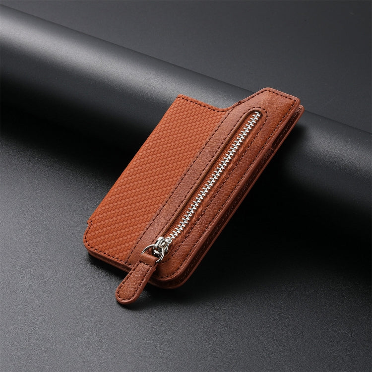 Phone ID Card Holder PU Leather Flap Zipper Wallet Card Holder Bag Adhesive Case