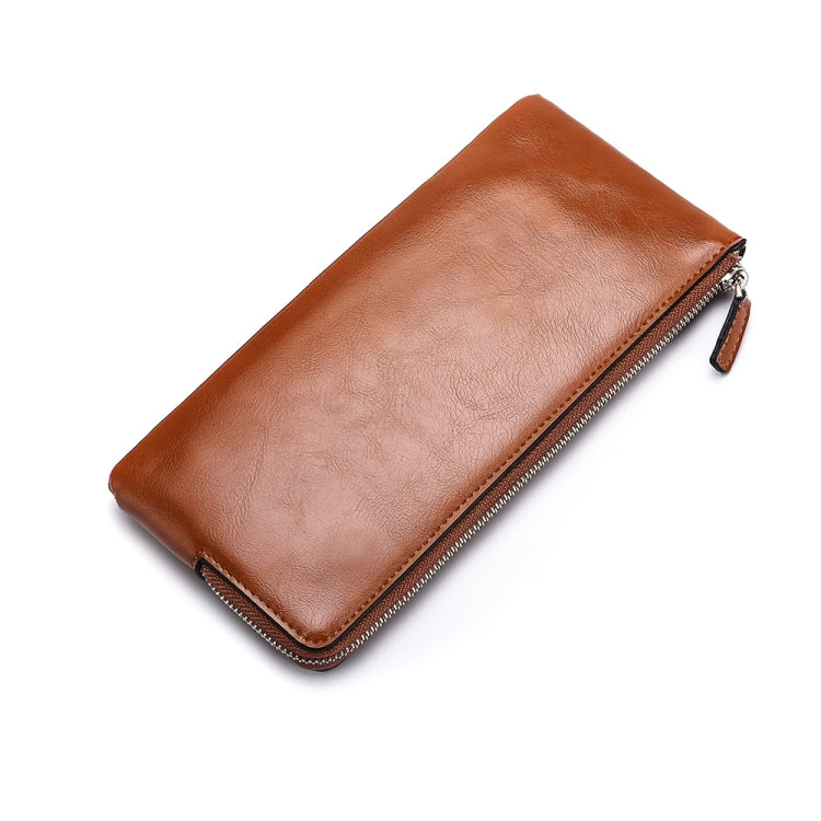 Men Long Wallet Soft Leather Zipper Mini Phone Bag Clutch Bag