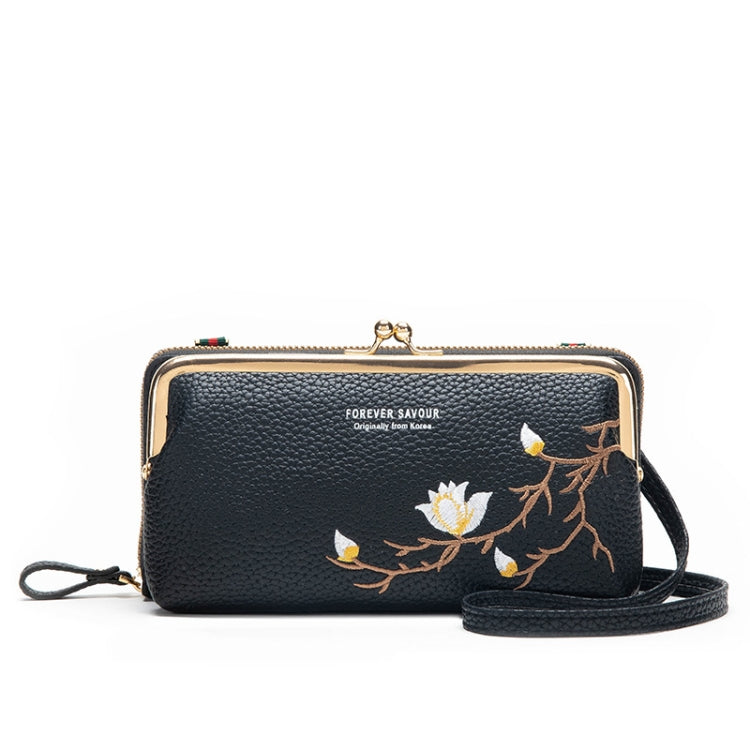 Embroidered Large Capacity Single-shoulder Phone Bag Crossbody Zipper Long Ladies Wallet