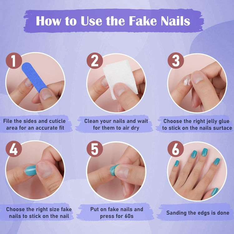 24pcs /Box  Press On Nails Dark Star and Moon Series False Nails Mid-Length Ballet Nails