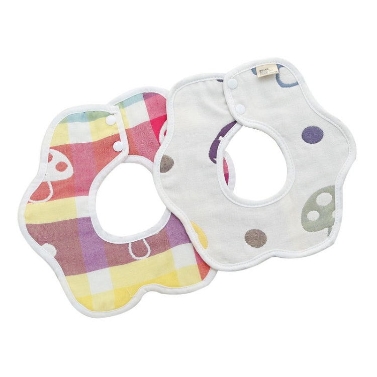 2pcs Dual Sided Newborn Baby Petal Waterproof Bib Six Layers Gauze Cotton Plum Bib