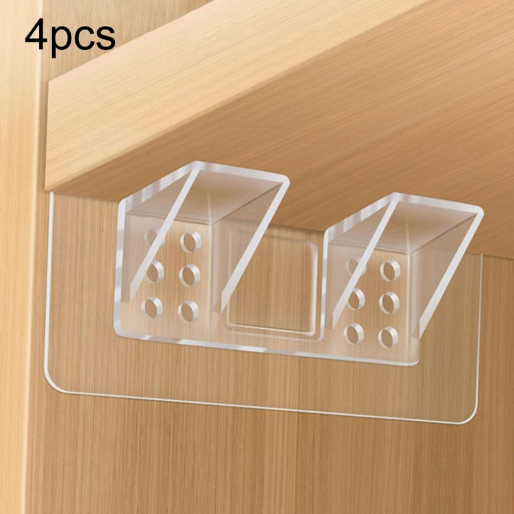 4pcs Partition Bracket No Punch Right Angle Laminate Shelf Wardrobe Partition Board Fixing Holder, 7x7cm, 7x15cm