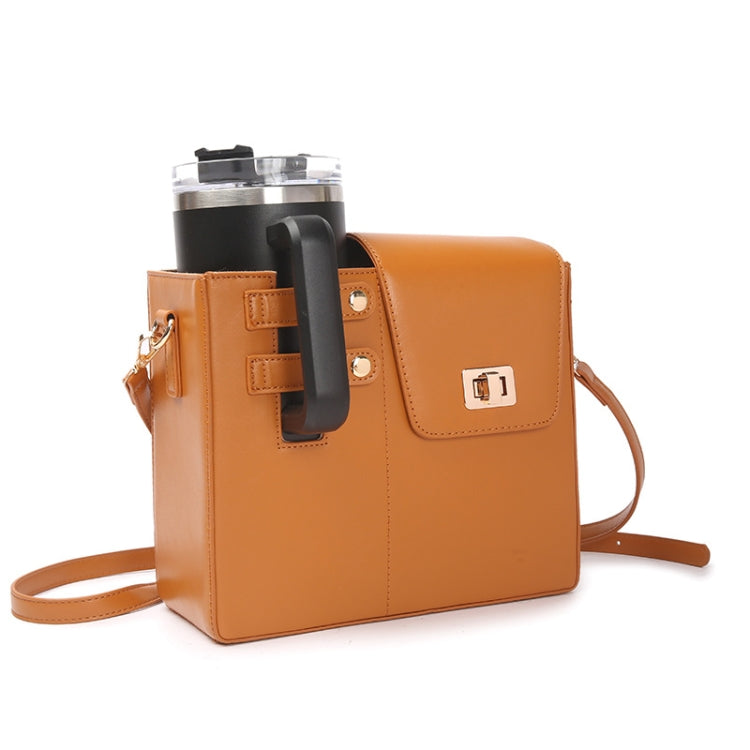 Women PU Leather Shoulder Bag Beverage Bottle Water Cup Bag For Stanley / Owala / Gatorade / Hydro Flask and Most Other Bottles