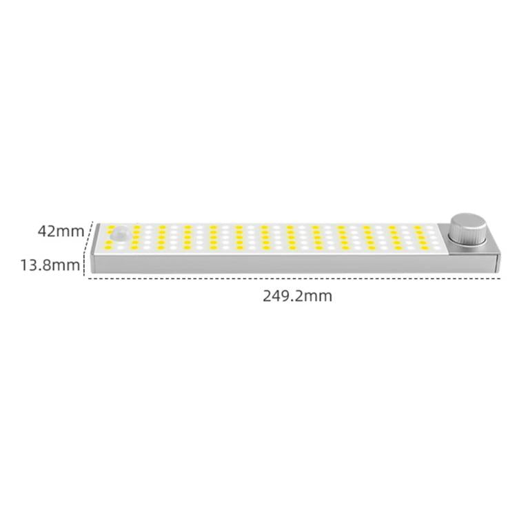 LED Cabinet Light Magnetic Motion Sensor Rechargeable Lamp 128 LEDs 3-color Temperature