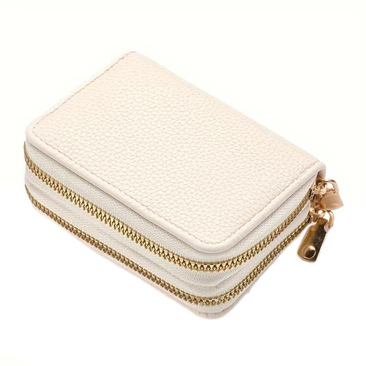 Multi-Function Organ Card Bag Double Zipper Women Wallet Large Capacity PU Card Holder