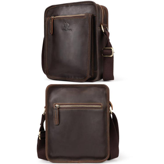 HUMERPAUL MH702 Men Vertical Crossbody Bag Casual Leather Shoulder Bag