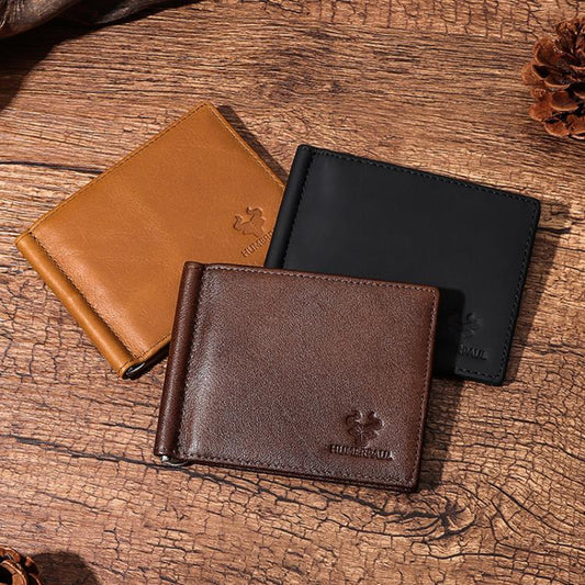 HUMERPAUL BP827 Simple Leather Wallet Lightweight Men Card Holder