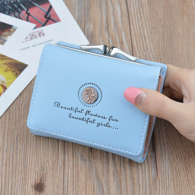 Simple Mini Vintage Flowers Short Women's Folding Wallet Coin Purse