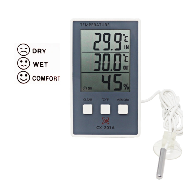CX-201A LCD Digital Weather Station Thermometer Hygrometer Indoor Outdoor Temperature Humidity Meter with Temperature Sensor