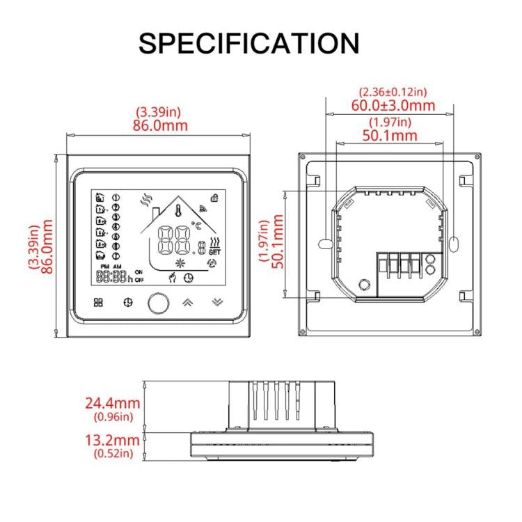 BHT-002GBLW 16A Load Electronic Heating Type LCD Digital Heating Room Thermostat with Sensor & Time Display, WiFi Control