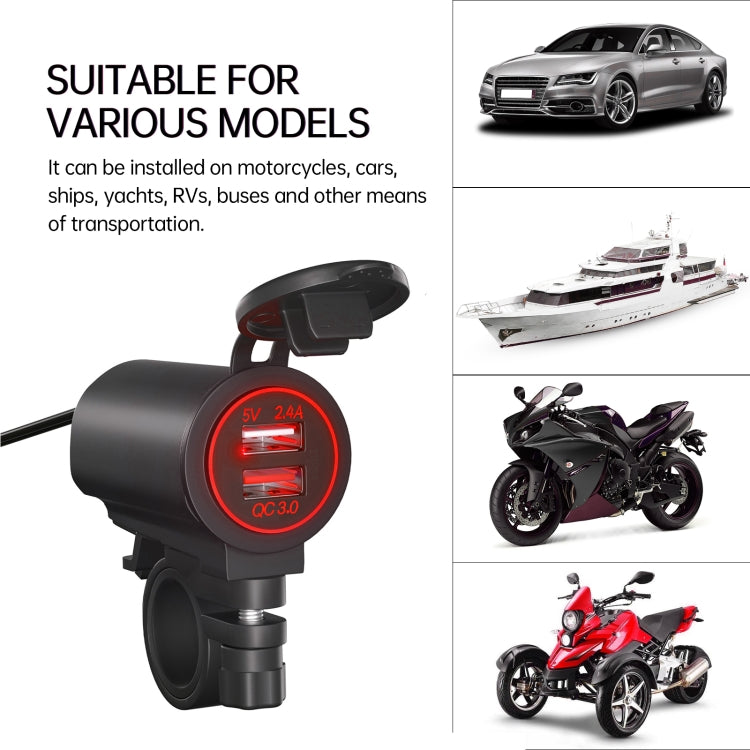 ZH-723F5 Car / Motorcycle QC3.0 Cell Phone Fast Charging Dual USB Car Charger