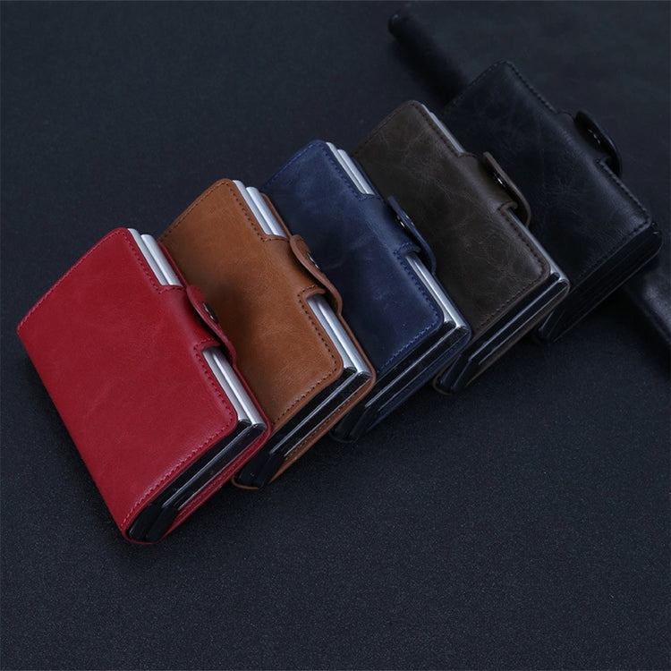 X-7 Antimagnetic RFID  Multi-functional Aluminum Crazy Horse Texture Leather Card Bag Wallet