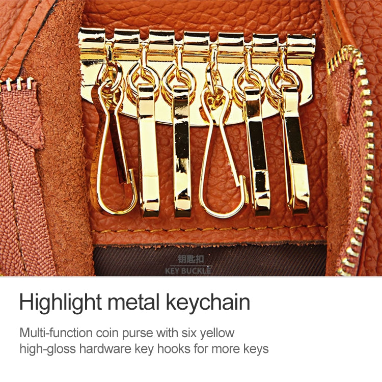 2001 Horizontal Square Litchi Texture Wallet Clutch Bag for Ladies, with Detachable Hand Strap & 6 Key Rings